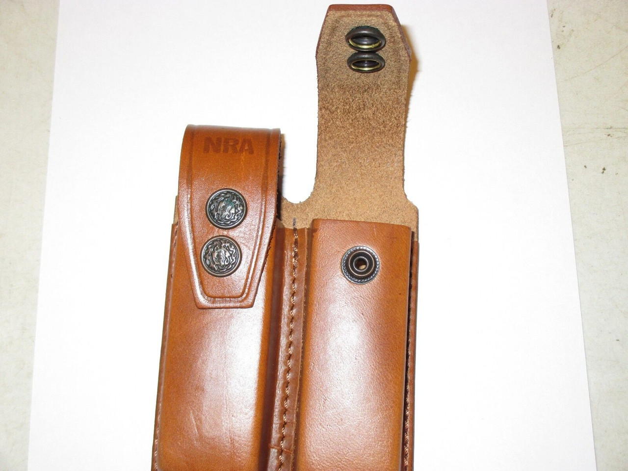 Leather DOUBLE Magazine Case with NRA print