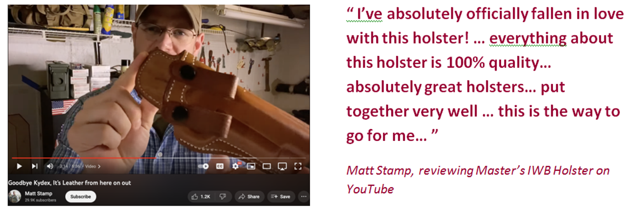Matt Stamp reviews Master's Holsters on YouTube Matt Stamp reviews Master's Holsters on YouTube