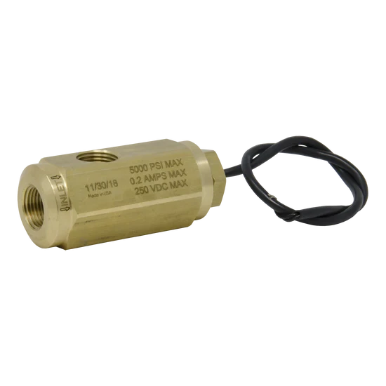 100716 FLOW SWITCH 12GPM 5000PSI .2A 250V. MOUNT ANY DIRECTION 3/8FPT I/O