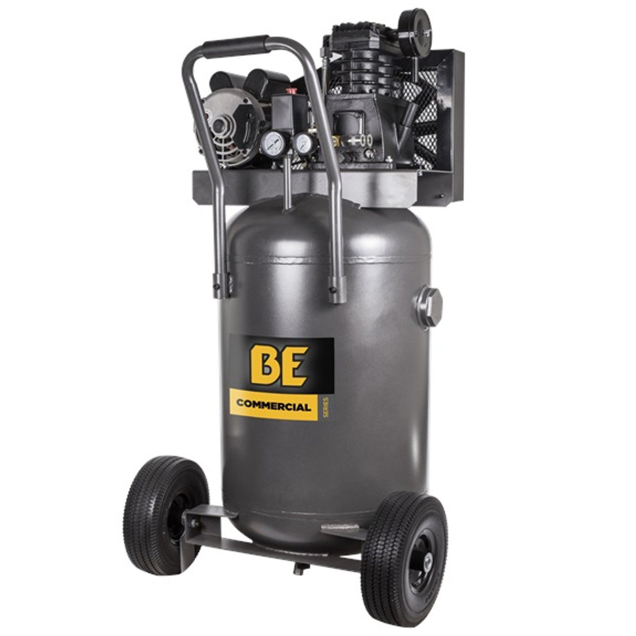 BE - 30 Gallon Vertical Compressor, 3HP Belt, 120V, 125PSI, 1050RPM, Grey