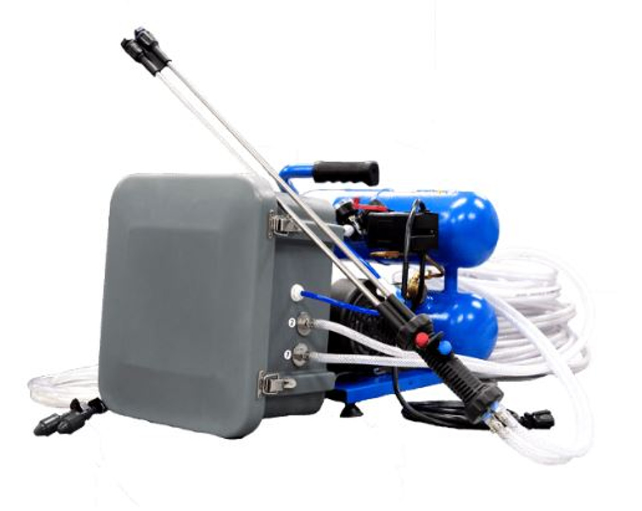 FOAMiT - ELECTRIC PORTABLE COMPRESSOR- SPRAY UNIT- 2 VITON PUMPS - TWIN LINE- DOUBLE SPRAY WAND