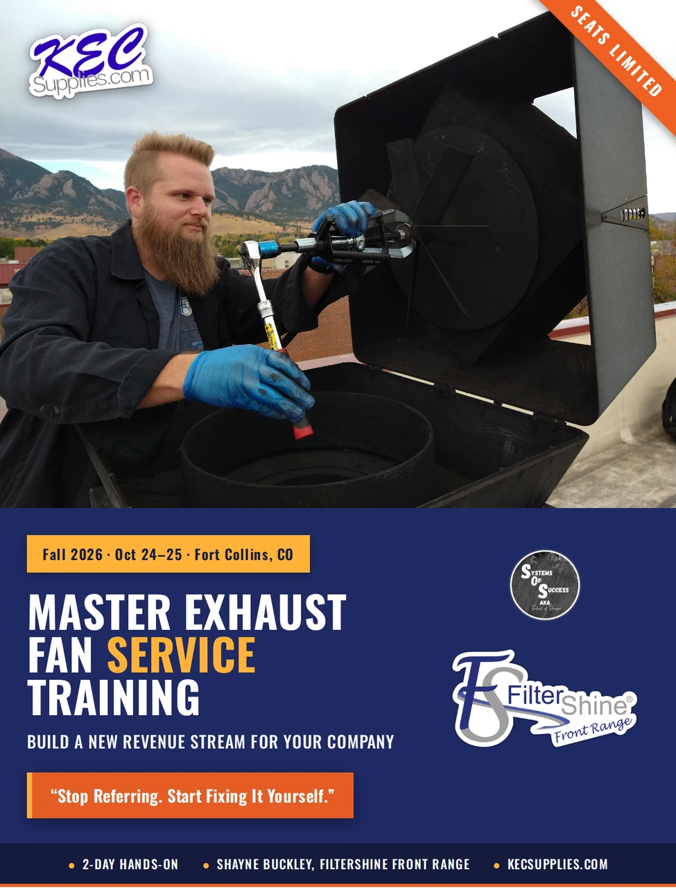 FALL Full Fan Service Course Training  10/24/26 - 10/25/26 (REFRESHER COURSE - Previously attended)