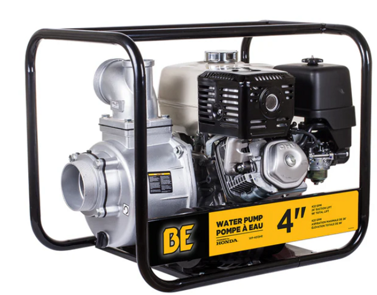 BE Water Transfer Pump - 4", 430 GPM, 389CC Honda GX390 Engine