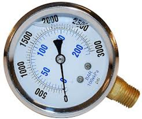 S.S. PRESSURE GAUGE 3000 PSI 1/4 MPT