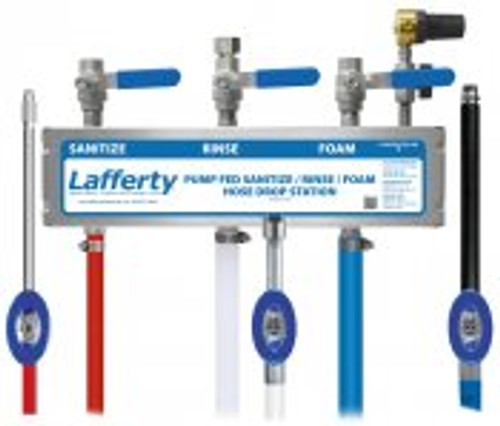 Lafferty 920125 - Pump Fed Sanatize / Rinse / Foam Hose Drop Station (Wall Mount / Compressed Air Required)