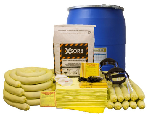 XSORB Caustic Neutralizing Spill Kit in 55 gallon poly drum
