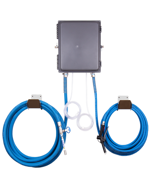 FOAMiT - WALL MOUNTED FOAM AND SANITIZE UNIT-CONCENTRATE (FOAM-VITON; SANITIZE-SANTO) w/ 75 Ft. Hoses
