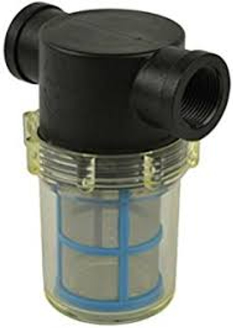 GP CLEAR BOWL WATER FILTER 1/2" I/O 50 MESH S.S. SCREEN