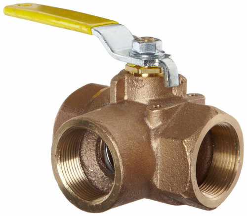 54-100 3-Way Brass Ball Valve,  1" FPT, 400 PSI Max (Call for Pricing)