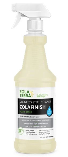 ZolaFinish®, STAINLESS STEEL CLEANER For Commercial Kitchens - Just Add Water, 32 oz Sprayer - FREE SAMPLE