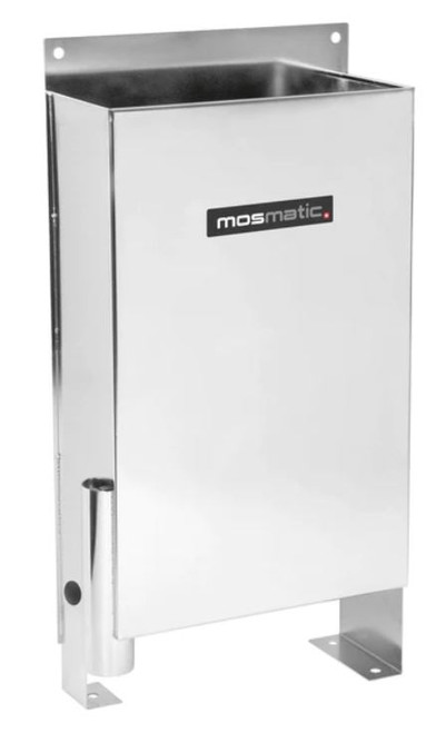 Mosmatic brush bucket wall and floor mounted with overflow polished stainless steel 2in drain plug 29.027