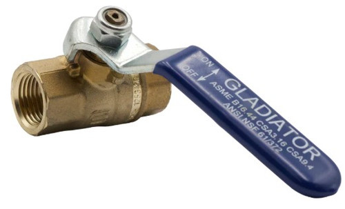 1/2" 600 PSI Gladiator Ball Valve FxF NPT Blue Steel Lever