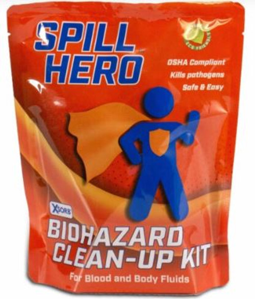 XSORB Spill Hero, Biohazard Response Kit with Facemask and Gloves (Case of 12)