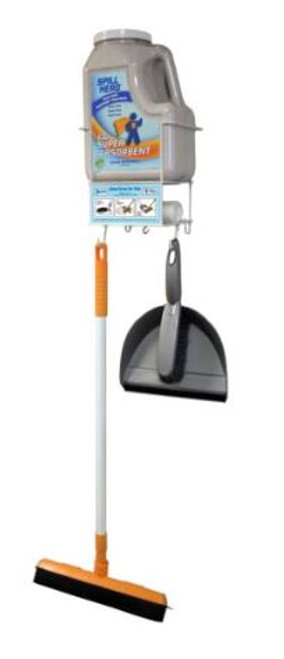 XSORB Spill Station Deluxe with Super Squeegee Broom, Wire Rack, Dustpan/Brush Set, Pop-Up Cone and 6 Qt. Bottle of XL37 (Universal Absorbent) (Case of 1)