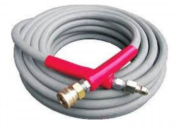 6000 PSI - 3/8" R2 - 100' Grey Quality Pressure Hose With Quick Connects