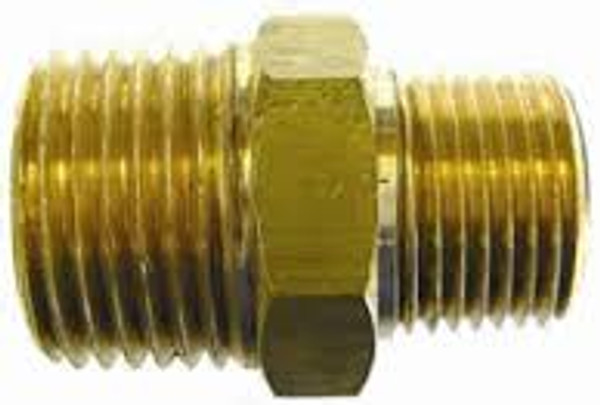 BRASS HEX NIPPLE 1/2 MPT X 1/4 MPT