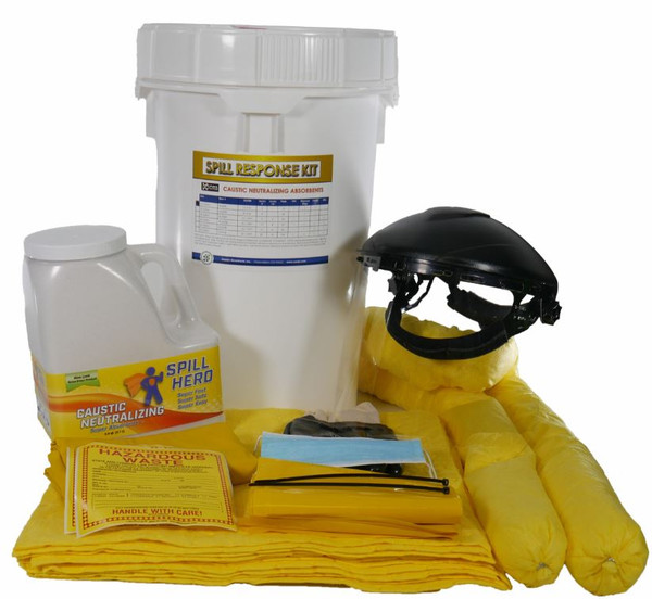 Spill Hero Caustic Neutralizer Spill Kit in 6.5 gallon U.N. approved bucket.