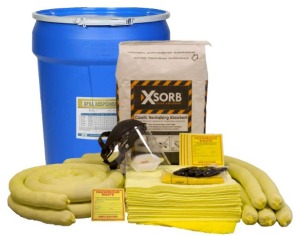 XSORB Caustic Neutralizer Spill Kit in 30 Gallon Lab Pack Drum
