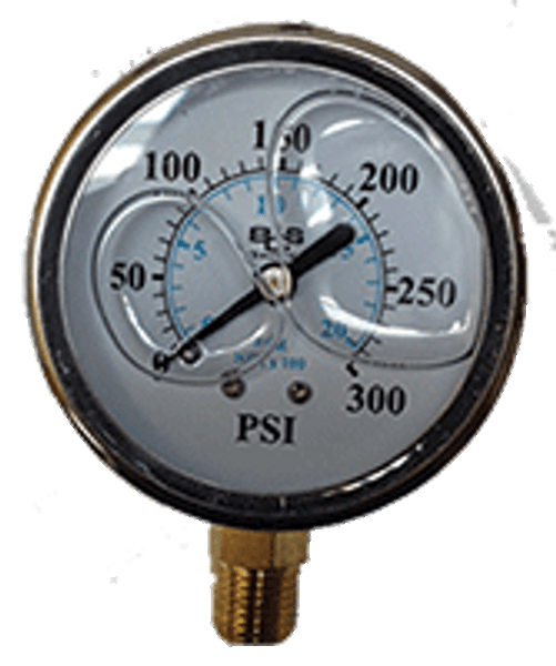 S.S. PRESSURE GAUGE 0-300 PSI 1/4 MPT