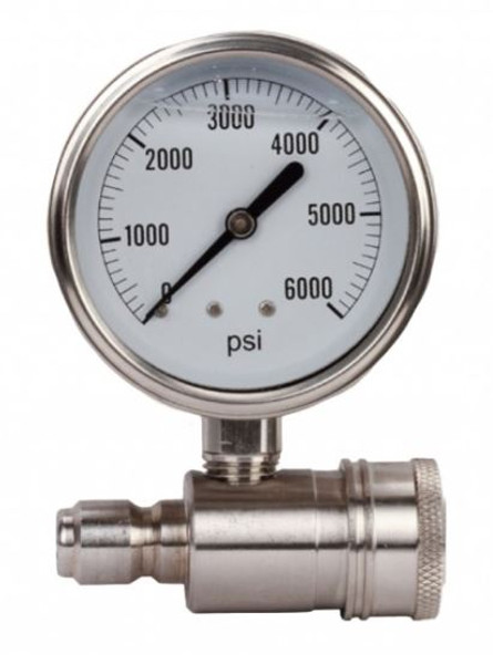 ATG002 - PRESSURE TEST GAUGE ASSEMBLY (10,000 PSI @ 8 GPM) w/ QC's