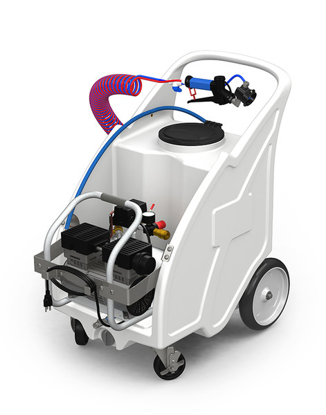 FOAMiT - 15 GAL PORTABLE ELECTRIC FOAM UNIT -SANTO - 120V AIR COMPRESSOR - 25 FT COILED TUBING - BLUE LID