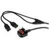 Startech.Com 2M Mains Cable Bs 1363 To 2X C13 PXT101YUK
