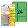 Avery Coloured Label 63.5X34mm 24 Per A4 Sheet Green Pack 480 Labels L6033-20 L6033-20.UK