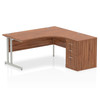 Dynamic Impulse 1600Mm Right Crescent Desk Walnut Top Silver Cantilever Leg Work I000551
