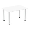Impulse 1200Mm Straight Table White Top Brushed Aluminium Post Leg I003632 I003632 Impulse 1200Mm Straight Table White Top Brushed Aluminium Post Leg I003632 I003632