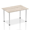 Impulse 1400Mm Straight Table Grey Oak Top Brushed Aluminium Post Leg I003664 I003664 Impulse 1400Mm Straight Table Grey Oak Top Brushed Aluminium Post Leg I003664 I003664