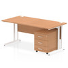 Impulse Cantilever Straight Office Desk W1600 X D800 X H730mm Oak Finish White F I003895 Impulse Cantilever Straight Office Desk W1600 X D800 X H730mm Oak Finish White F I003895