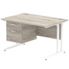 Dynamic Impulse 1200 X 800Mm Straight Desk Grey Oak Top White Cantilever Leg Wit I003446 Dynamic Impulse 1200 X 800Mm Straight Desk Grey Oak Top White Cantilever Leg Wit I003446