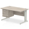 Dynamic Impulse 1400 X 800Mm Straight Desk Grey Oak Top Silver Cable Managed Leg I003456 Dynamic Impulse 1400 X 800Mm Straight Desk Grey Oak Top Silver Cable Managed Leg I003456