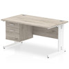 Dynamic Impulse 1400 X 800Mm Straight Desk Grey Oak Top White Cable Managed Leg I003466 Dynamic Impulse 1400 X 800Mm Straight Desk Grey Oak Top White Cable Managed Leg I003466