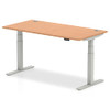 Dynamic Air 1600 X 800Mm Height Adjustable Desk Oak Top Cable Ports Silver Leg H HA01099