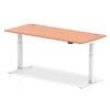 Dynamic Air 1800 X 800Mm Height Adjustable Desk Beech Top Cable Ports White Leg HA01104
