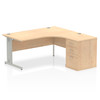 Dynamic Impulse 1600Mm Right Crescent Desk Maple Top Silver Cable Managed Leg Wo I000648