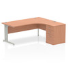 Dynamic Impulse 1800Mm Right Crescent Desk Beech Top Silver Cable Managed Leg Wo I000649