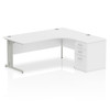 Dynamic Impulse 1800Mm Right Crescent Desk White Top Silver Cable Managed Leg Wo I000650