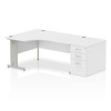 Dynamic Impulse 1600Mm Left Crescent Desk White Top Silver Cable Managed Leg Wor I000658