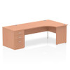 Dynamic Impulse 1800Mm Right Crescent Desk Beech Top Panel End Leg Workstation 8 I000625