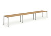 Dynamic Evolve Plus 1400Mm Single Row 3 Person Desk Oak Top Silver Frame BE415 BE415