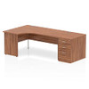 Dynamic Impulse 1800Mm Left Crescent Desk Walnut Top Panel End Leg Workstation 8 I000615