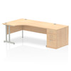 Dynamic Impulse 1800Mm Left Crescent Desk Maple Top Silver Cantilever Leg Workst I000568