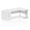 Dynamic Impulse 1600Mm Right Crescent Desk White Top Silver Cantilever Leg Works I000574