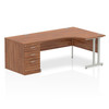 Dynamic Impulse 1600Mm Right Crescent Desk Walnut Top Silver Cantilever Leg Work I000575