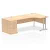 Dynamic Impulse 1800Mm Right Crescent Desk Maple Top Silver Cantilever Leg Works I000580