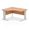 Dynamic Impulse 1400Mm Left Hand Crescent Desk Oak Top Silver Cable Managed Leg I003845