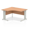 Dynamic Impulse 1400Mm Left Hand Crescent Desk Oak Top Silver Cable Managed Leg I003845