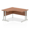 Dynamic Impulse 1400Mm Left Hand Crescent Desk Walnut Top Silver Cantilever Leg I003823